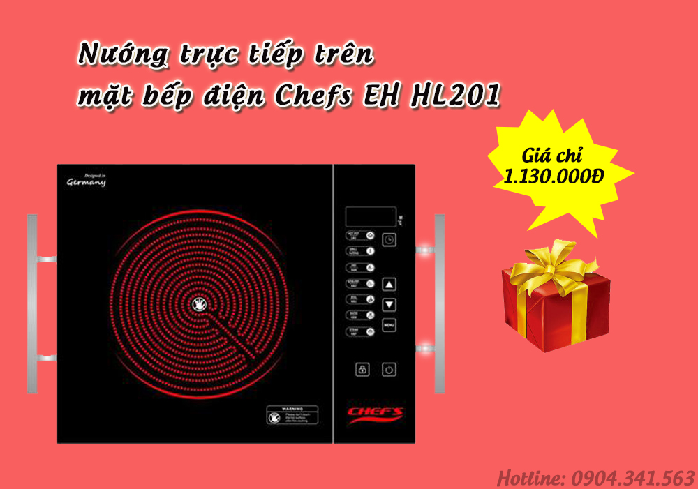 Nướng trực tiếp trên mặt bếp điện Chefs EH HL201