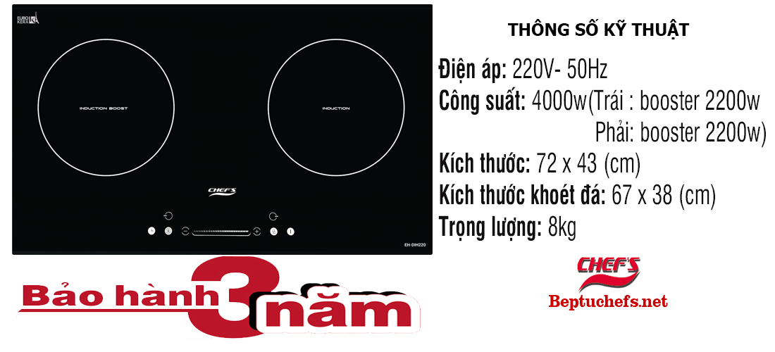 Thông số bếp từ Chefs EH DIH220