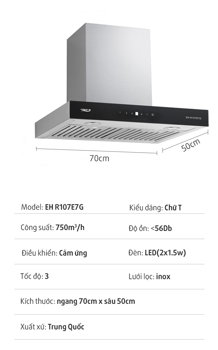 thông số máy hút mùi chefs eh r107e7g