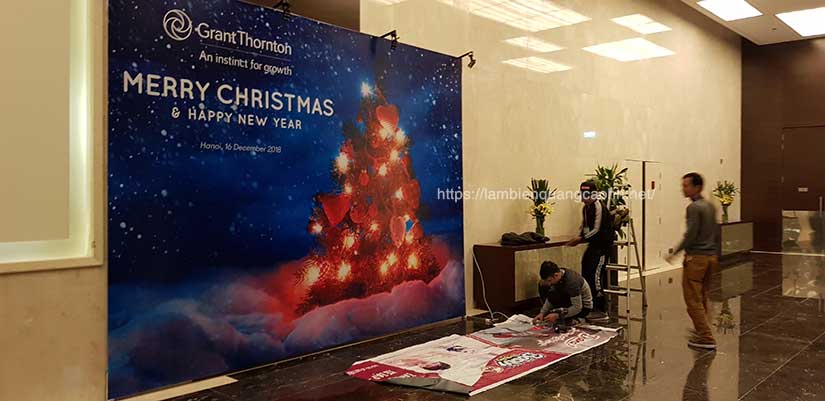 backdrop giáng sinh, làm backdrop, backdrop hội nghị