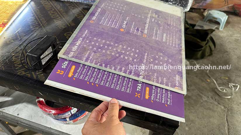 Biển hộp đèn siêu mỏng, biển hộp đèn led siêu mỏng, biển mica treo tường