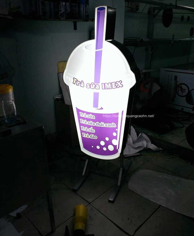 biển hộp đèn ly trà sữa, mô hình cốc trà sữa