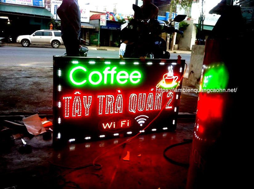 Biển vẫy LED, biển led, biển quảng cáo led, biển LED vẫy, biển quán cafe, bảng hiệu LED