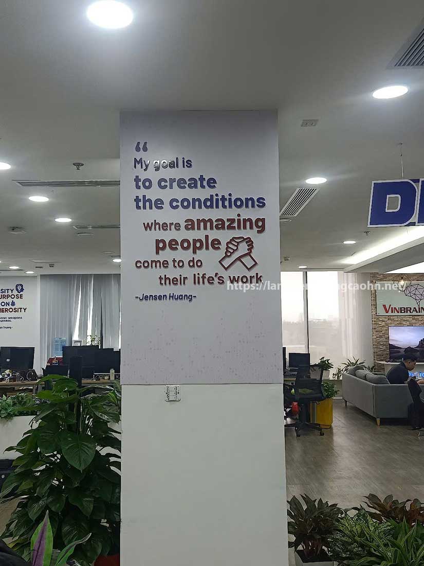 khẩu hiệu chữ nổi mica dán tường công ty
