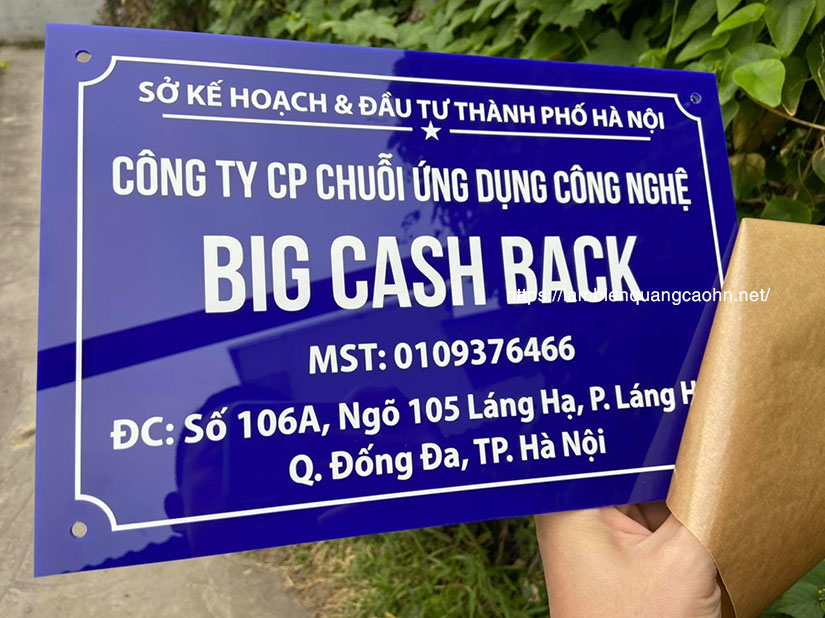 làm bảng hiệu công ty mica, biển mica công ty, biển công ty mica, bảng nội quy, biển tên phòng, biển tên công ty