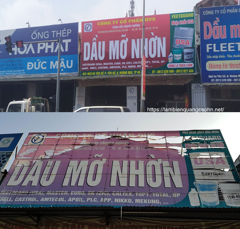 tận dụng khung biển cũ, sửa biển quảng cáo, làm biển quảng cáo, thay nội dung biển hiệu, thay mới mặt biển quảng cáo