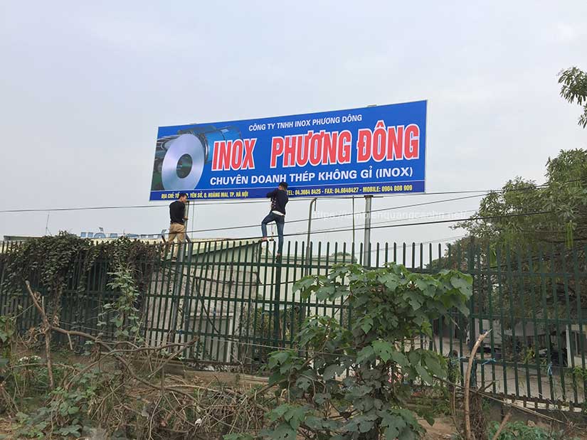 biển quảng cáo giá rẻ tại hà nội, thay bạt biển quảng cáo, biển bạt, tận dung khung biển quảng cáo cũ