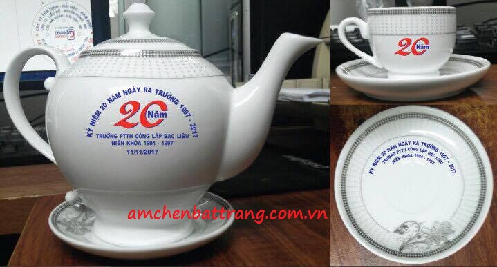 Ấm chén bát tràng in logo