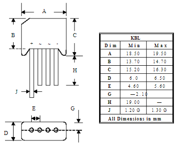 Diode cầu KBL410 4A 1000V