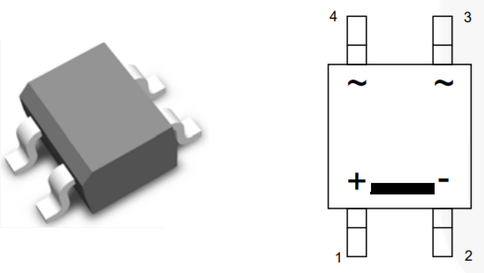 Diode Cầu MB6S 0.5A 600V SOP4 (2 con/túi)