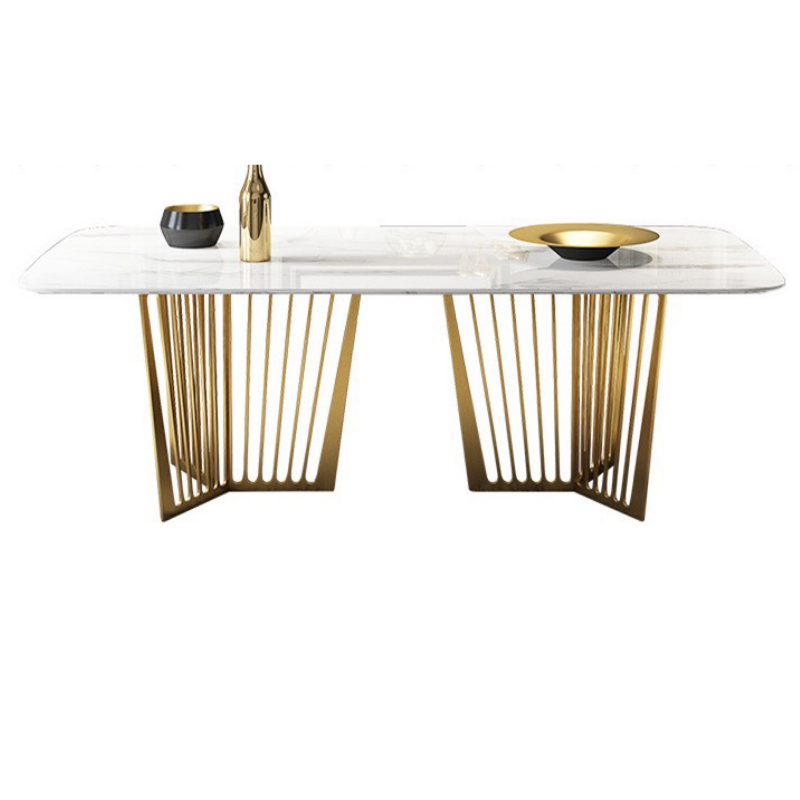 BÀN ĂN MẶT ĐÁ KHUNG INOX MẠ VÀNG NHẬP KHẨU PS703