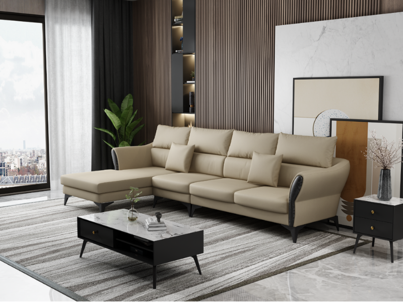 SOFA DA CHÂN KIM LOẠI 828