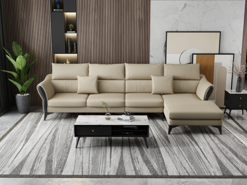 SOFA DA CHÂN KIM LOẠI 828