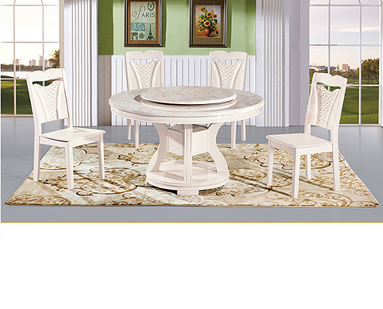 BỘ BÀN ĂN MẶT ĐÁ TRÒN NHẬP KHẨU CAO CẤP C-41