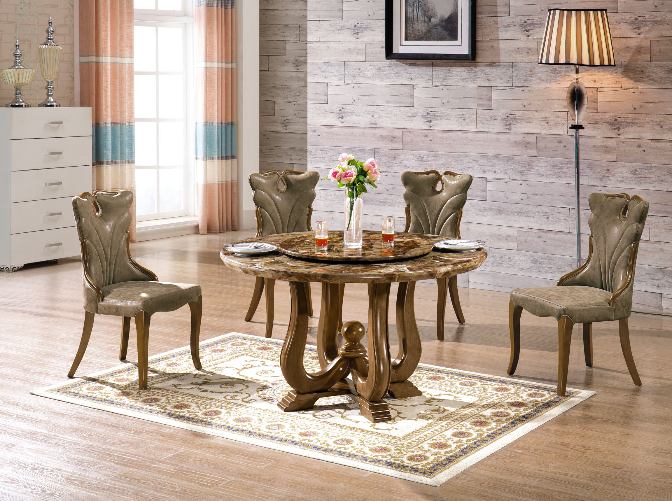 Bàn ăn mặt đá tròn Hàn Quốc nhập khẩu 6325