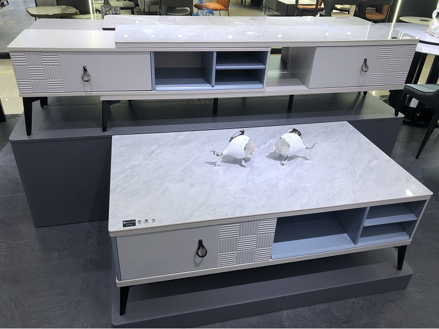 SET BÀN TRÀ KỆ TIVI MẶT ĐÁ CHỐNG CHÁY S1312