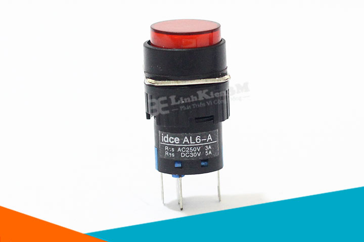 Nút Nhấn Đề 20mm-220VAC AL6- A Giữ Trạng Thái Có Đèn màu đỏ