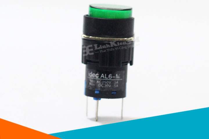 Nút Nhấn Đề Không Giữ Trạng Thái 20mm-24VDC AL6- M Có Đèn xanh lá