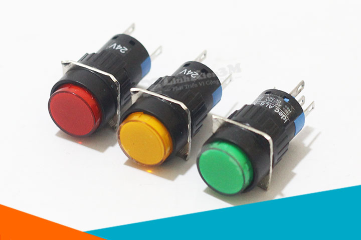 Nút Nhấn Đề Không Giữ Trạng Thái 20mm-24VDC AL6- M Có Đèn