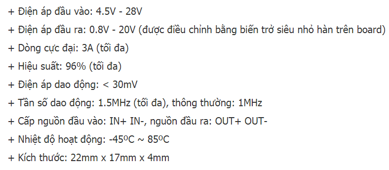 Module Buck 3A MP1584EN Mini