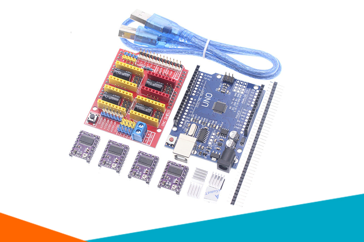 Combo Arduino Uno R3 Dán + Shield Uno R3 + 4 Module DRV882