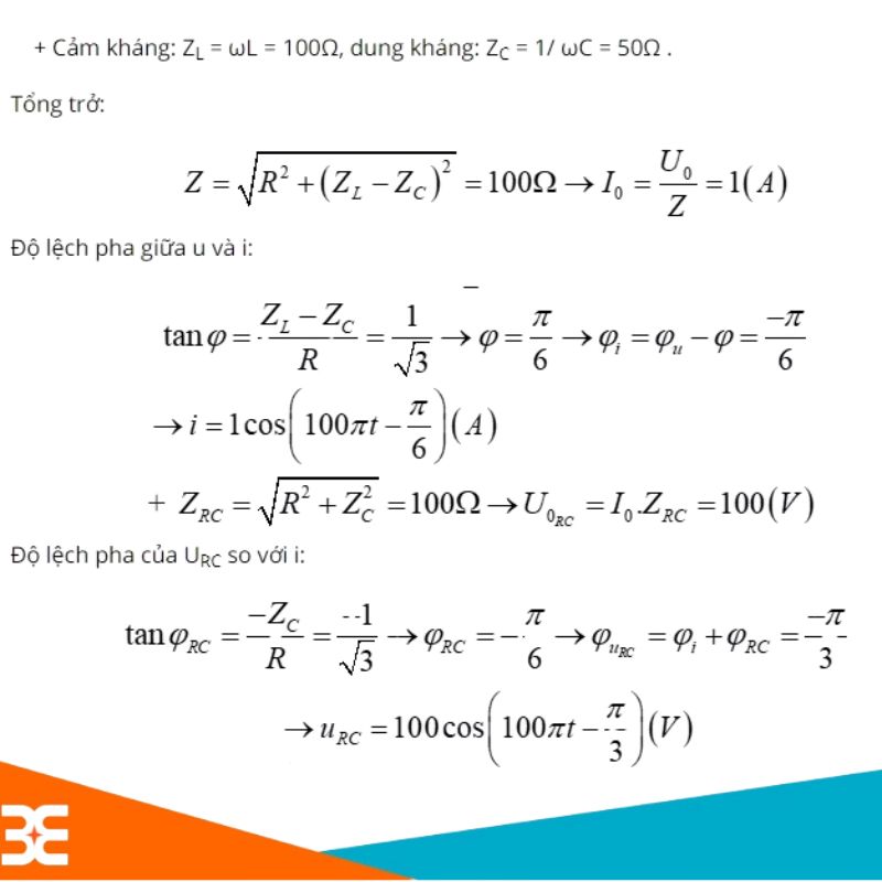 Công thức cơ bản trong mạch điện xoay chiều