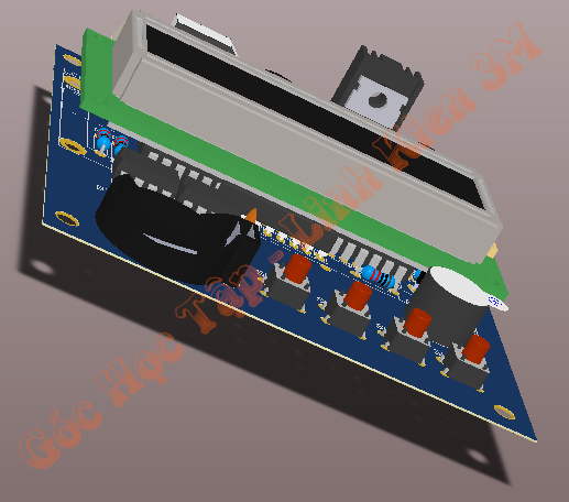 ảnh 3D Mạch thông báo tiết học dùng vi điều khiển 89S52