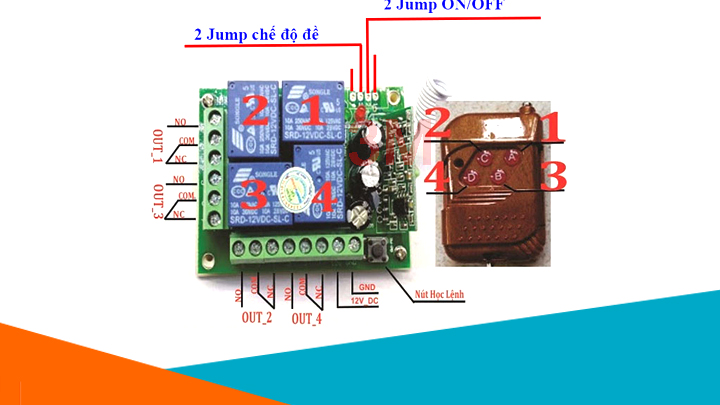 Bộ học lệnh 4 kênh 12V RF315Mhz.