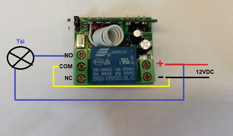 1 Kênh 12V  RF315Mhz  + Tay Phát