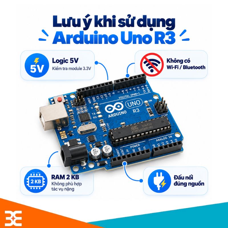 Lưu ý khi sử dụng Arduino Uno R3