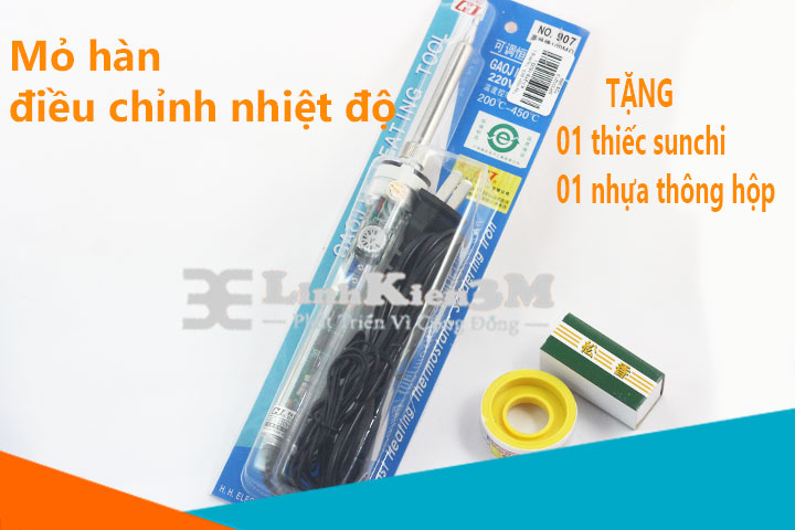 Mỏ hàn chì điều chỉnh nhiệt độ 907 - 60W, tặng 01 thiếc sunchi + 01 hộp nhựa thông giá rẻ