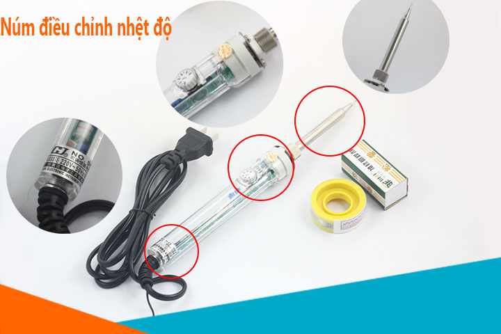 Mỏ hàn chì điều chỉnh nhiệt độ 907 - 60W, tặng 01 thiếc sunchi + 01 hộp nhựa thông