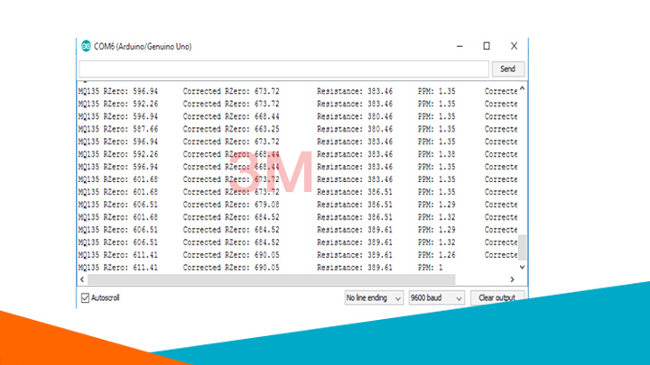 kết quả mình thu được khi kiểm tra mq135