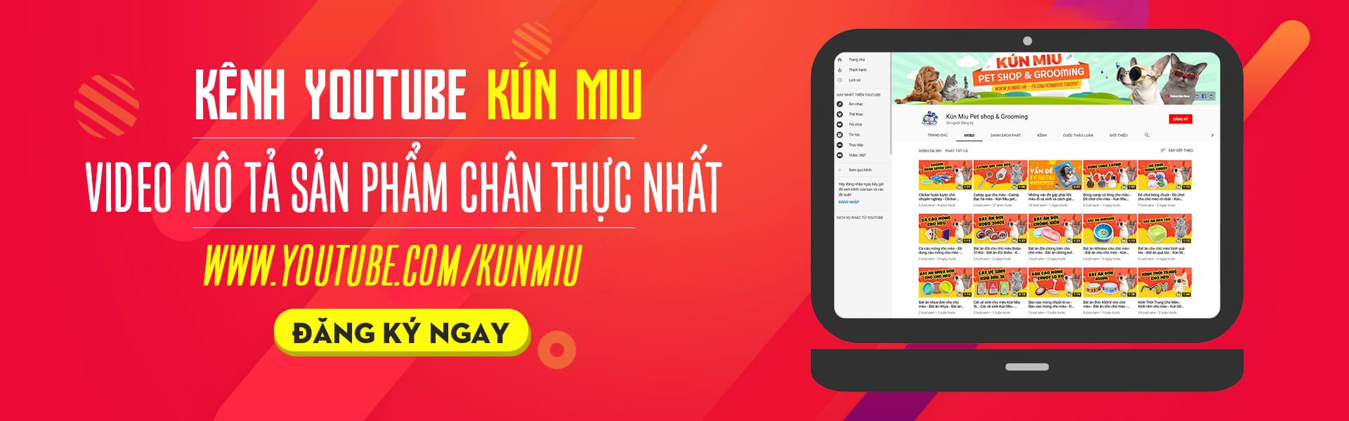 Đăng ký kênh youtube của Kún Miu