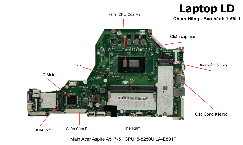 Main laptop Acer Aspire A517-51 i5-8250U chính hãng