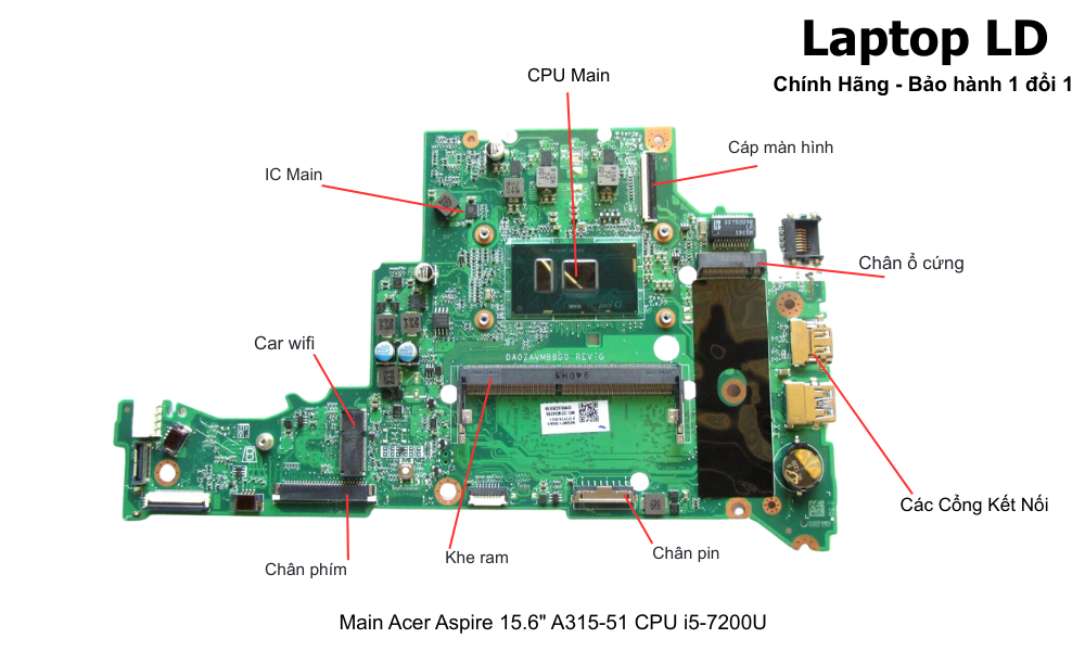 Main laptop Acer Aspire A315-51 i5-7200U chính hãng