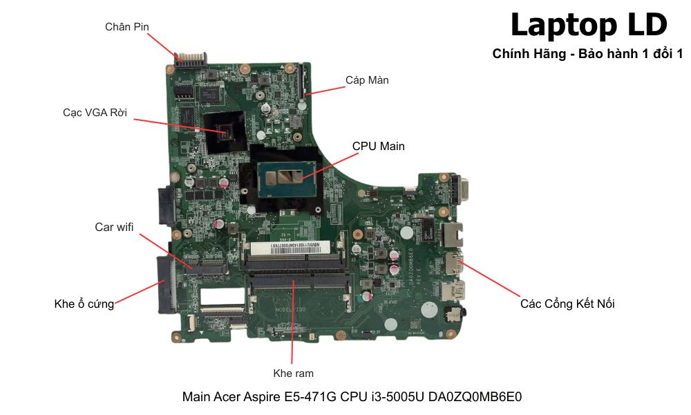 Main laptop Acer Aspire E5-471G i3-5005U chính hãng