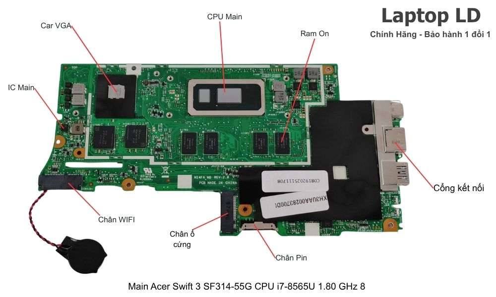 Main laptop Acer Swift 3 SF314-55G CPU i7-8565U 1.80GHz RAM 8GB chính hãng, bảo hành 1 đổi 1