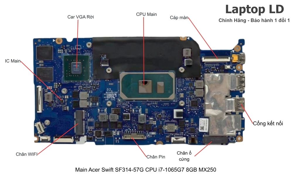 Main laptop Acer Swift SF314-57G CPU i7-1065G7 RAM 8GB VGA MX250 chính hãng, bảo hành 1 đổi 1