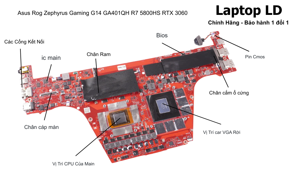 Main laptop Asus ROG Zephyrus G14 GA401QH Ryzen 7 5800HS RTX 3060 chính hãng