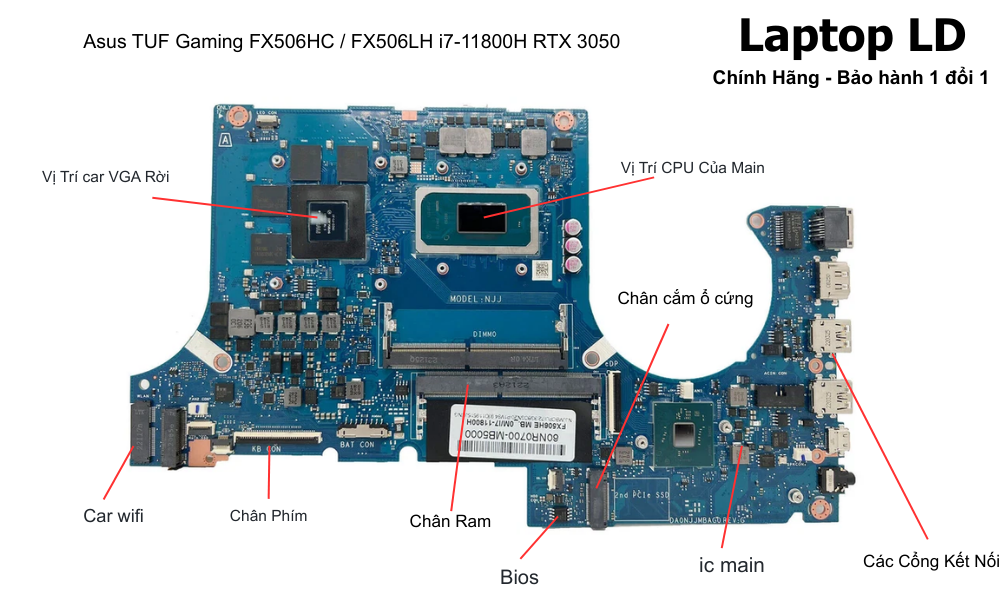 Main laptop Asus TUF Gaming FX506HC/LH i7-11800H RTX3050 chính hãng