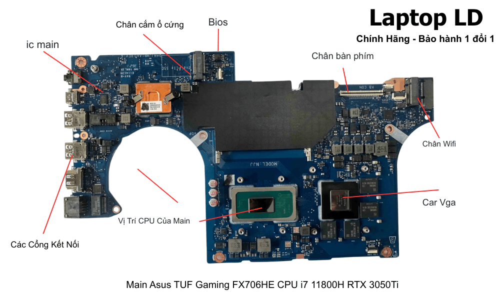 Main laptop Asus TUF Gaming FX706HE i7-11800H RTX 3050Ti chính hãng