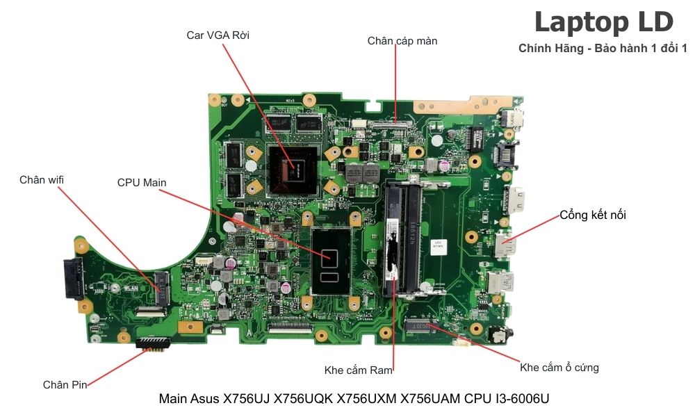 Main laptop Asus X756UJ/X756UQK/X756UXM/X756UAM CPU i3-6006U chính hãng, bảo hành 1 đổi 1