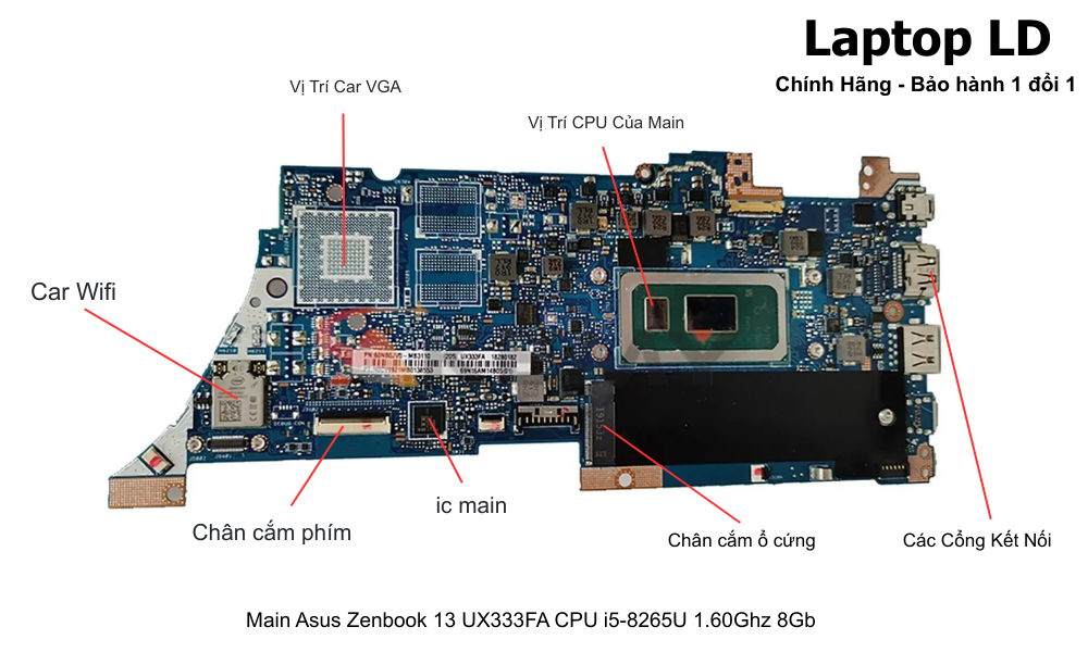 Main laptop Asus ZenBook 13 UX333FA i5-8265U chính hãng