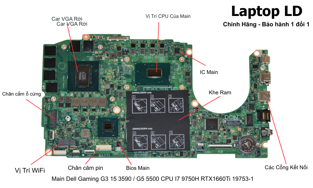 Main laptop Dell Gaming G3 15 3590 / G5 5500 i7-9750H RTX 1660Ti chính hãng