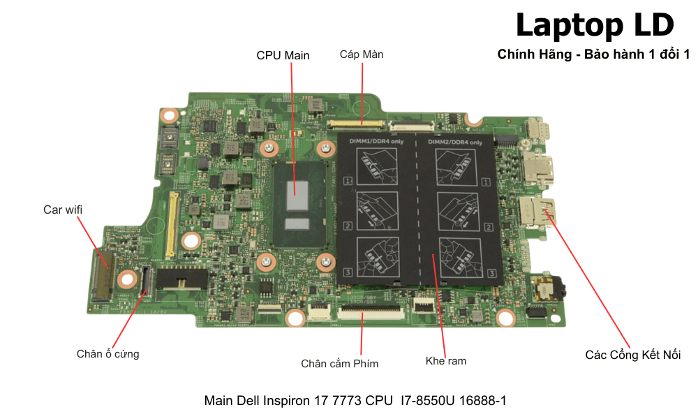 Main laptop Dell Inspiron 17-7773 i7-8550U chính hãng