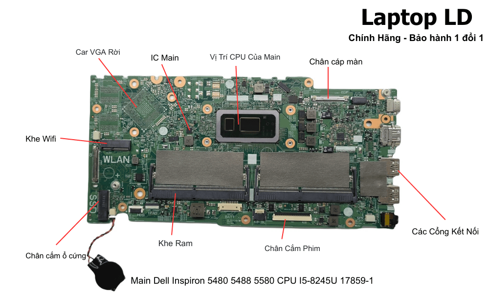 Main Dell Inspiron 5480 5488 5580 CPU I5-8245U 17859-1