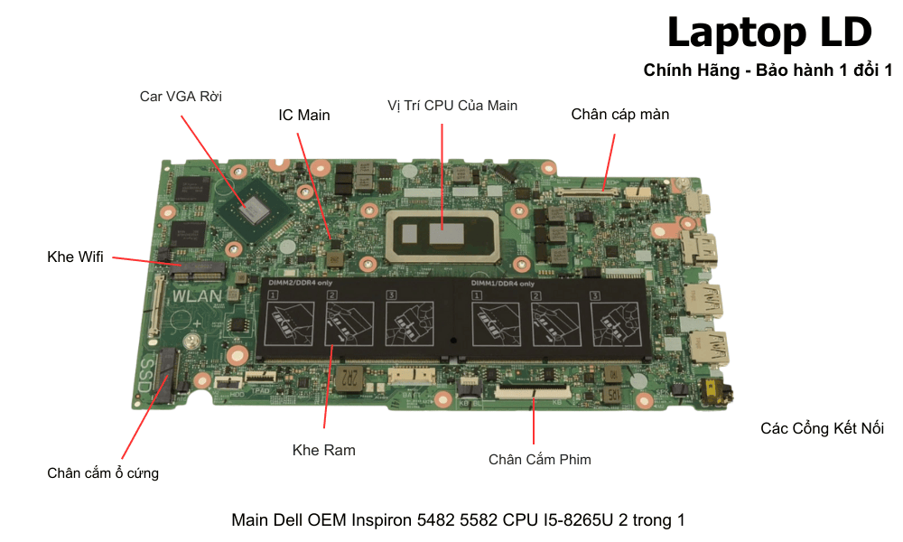 Main laptop Dell Inspiron 5482 5582 i5-8265U chính hãng