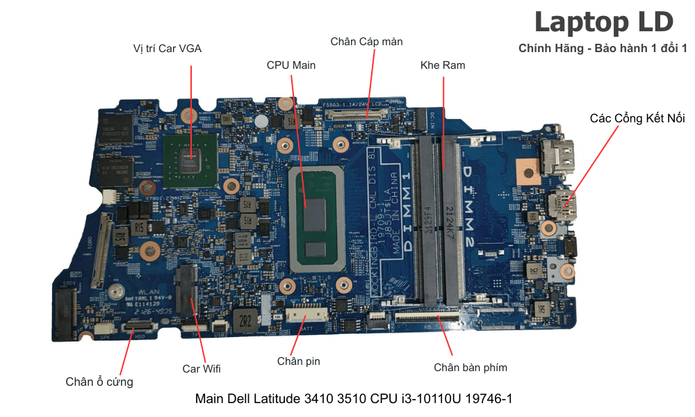 Main laptop Dell Latitude 3410/3510 CPU i3-10110U mã 19746-1 chính hãng, bảo hành 1 đổi 1