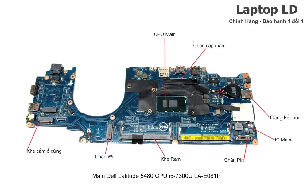 Main laptop Dell Latitude 5480 CPU i5-7300U LA-E081P chính hãng, bảo hành 1 đổi 1